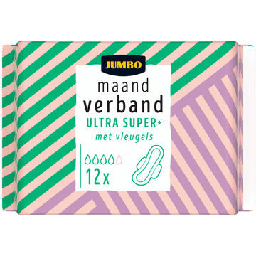 Jumbo Maandverband Ultra Super+ met Vleugels 12 Stuks