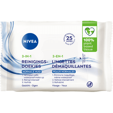 NIVEA 3-in1 Verfrissende Reinigingsdoekjes - 25 Stuks