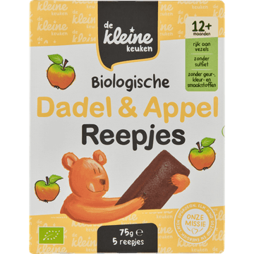 De Kleine Keuken Biologische Dadel & Appel Reepjes 12+ Maanden 5 Stuks 75 g