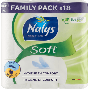Nalys Soft Toiletpapier 2-Laags Family Pack 18 Rollen