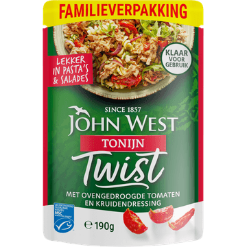 John West Tonijn Twist met Ovengedroogde Tomaten en Kruidendressing Familieverpakking 190g
