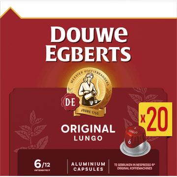 Douwe Egberts Lungo 6 Original Gemalen Koffie 20 Capsules 104g