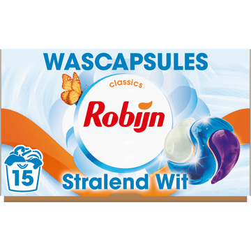 Robijn Classics 3-in-1 Wascapsules Stralend Wit 15 wasbeurten