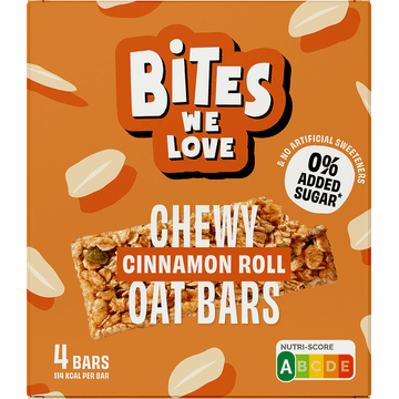 BitesWeLove Chewy Oat Bar Cinnamon roll 4 stuks