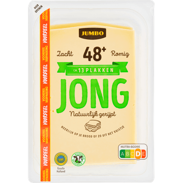 Jumbo Jonge Kaas 48+ Voordeelverpakking Plakken 400 g