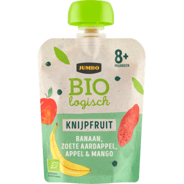 Jumbo Biologisch Knijpfruit Banaan, Zoete Aardappel, Appel & Mango 8+ Maanden 90 g