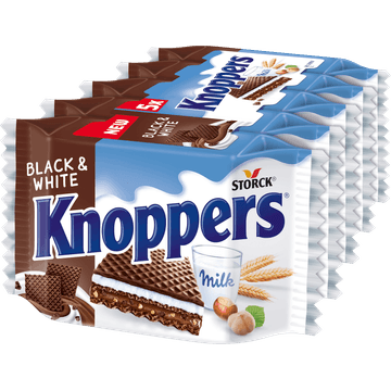 Knoppers Black & White Wafel 5 Stuks 125g