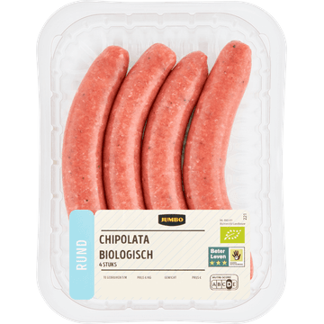 Jumbo Biologisch Chipolata Rund 4 Stuks