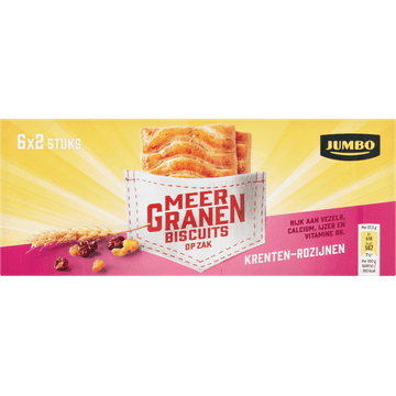 Jumbo Meergranenbiscuits Krenten-Rozijnen 6 x 2 Stuks