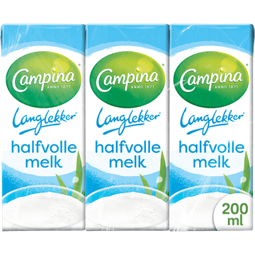 Campina Langlekker Halfvolle Melk Multipack Mini's 6 x 200 ml