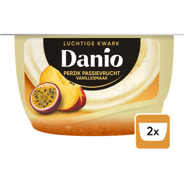 Danio Luchtige Kwark Vanille Perzik Passievrucht 2 x 125g