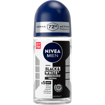 NIVEA MEN Black & White Invisible Original Anti-Transpirant Deo Roller - 50ml