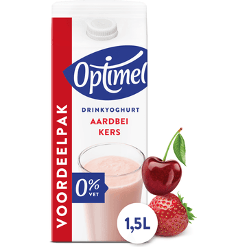 Optimel Drinkyoghurt Aardbei Kers 0% Vet 1.5L