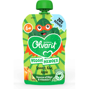 Olvarit 6+ Maanden Knijpfruit Spinazie, Kiwi, Appel 100 g