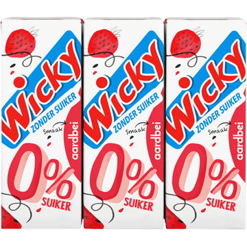 Wicky Smaak Aardbei 0% Suiker 6 x 200 ml
