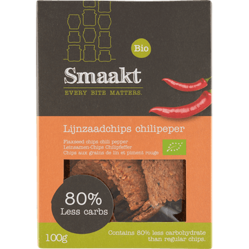Smaakt Bio Lijnzaadchips Chilipeper 100 g