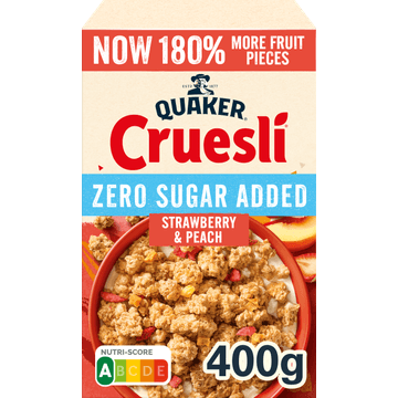 Quaker Cruesli Zero Sugar Added Aardbei & Perzik 400 gr