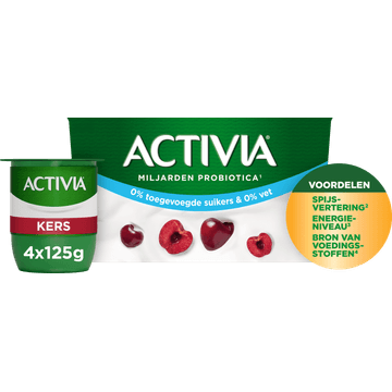 Activia 0% Yoghurt Kers 4 x 125g