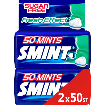 Smint Fresh Effect Strong Menthol Suikervrij Duopack 2 x 50 stuks