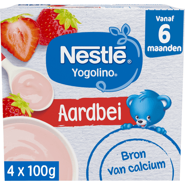 Nestlé Yogolino® Aardbei 6+ maanden baby toetje 4 x 100 g