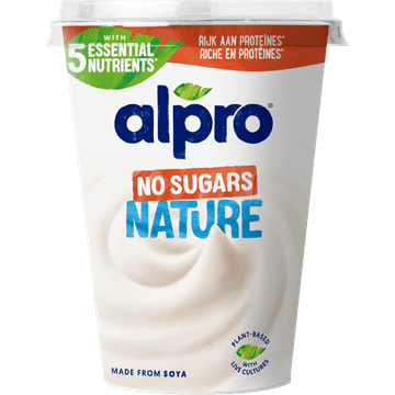 Alpro Plantaardige Variatie Op Yoghurt Naturel Zonder Suiker 500g