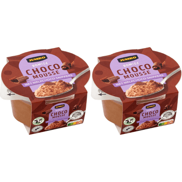 Jumbo romige chocomousse met melkchoco snippers 2 x 75g