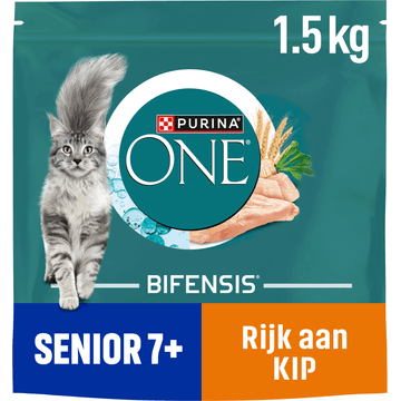PURINA ONE® Senior 7+ Rijk aan Kip kattenvoer 1,5 kg