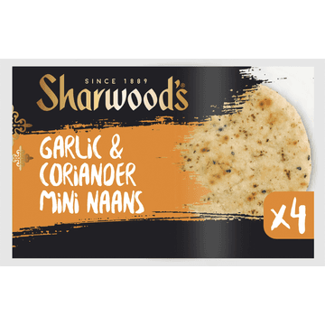 Sharwood's Garlic & Coriander Mini Naans 4 Stuks 260 g