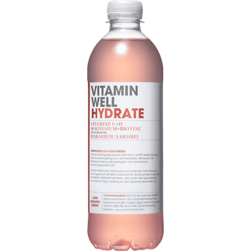 Vitamin Well Hydrate Vitamine C+D Magnesium + Biotine met de Smaak van Rabarber/Aardbei 500 ml