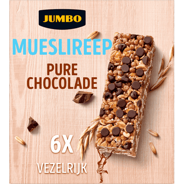 Jumbo Mueslireep Pure Chocolade 6 Stuks