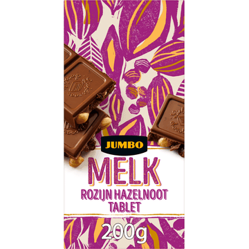 Jumbo Melkchocolade met Rozijn en Hazelnoot Tablet 200 g