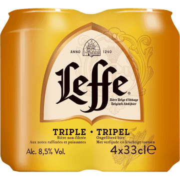 Leffe Tripel Belgisch Abdijbier Blikken 4 x 33 cl