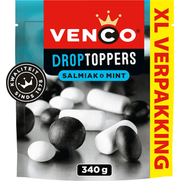 Venco Droptoppers Salmiak & Mint XL Verpakking 340 g