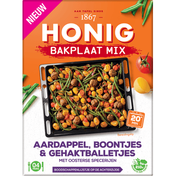 Honig Bakplaat Mix Aardappel, Boontjes & Gehaktballetjes met Oosterse Specerijen 36g