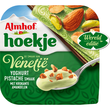 Almhof Hoekje Yoghurt Pistache Smaak met Krokante Amandelen 150 g