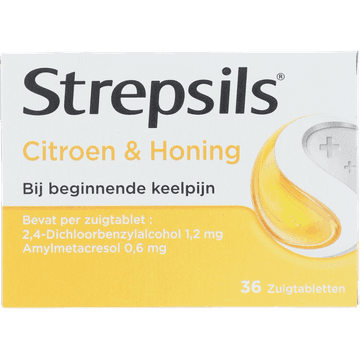Strepsils Citroen / Honing zuigtabletten bij keelpijn, 36 stuks