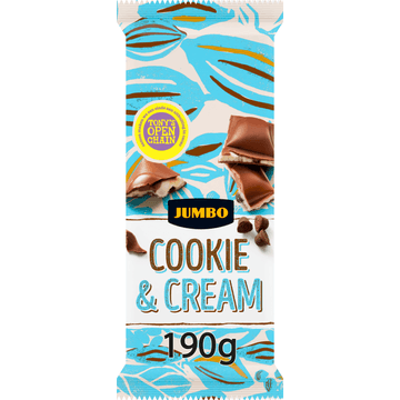 Jumbo Melkchocolade Cookie & Cream 190 g