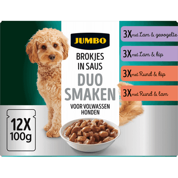 Jumbo Hond Maaltijdzakjes Brokjes in Saus 12 x 100 g