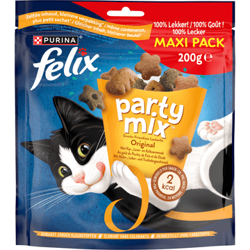 FELIX® Party Mix Original met Kip-, Lever- & Kalkoensmaak - Kattensnacks - 200g
