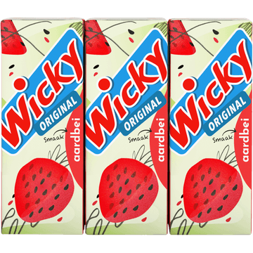 Wicky Original Smaak Aardbei 6 x 200 ml