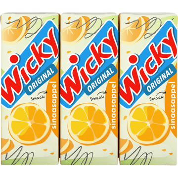 Wicky Original Smaak Sinaasappel 6 x 200 ml