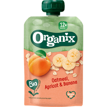Organix Knijpfruit Havermout, abrikoos & banaan 6x 12mnd