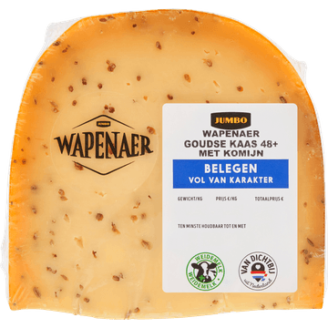 Wapenaer Goudse Kaas met Komijn Belegen 48+ Stuk ca. 325 g