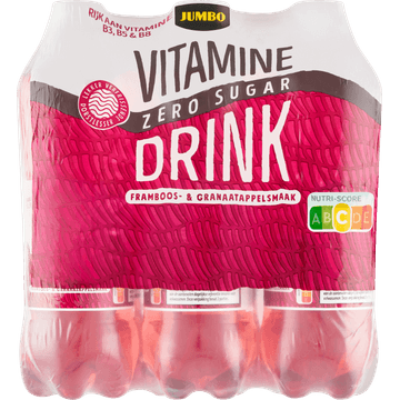 Jumbo Vitaminedrink Zero Sugar Framboos- & Granaatappelsmaak 6 x 500ML