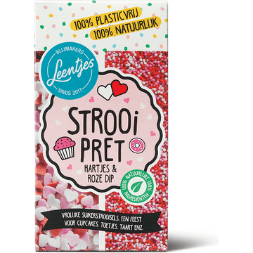 Leentjes Strooi Pret Hartjes & Roze Dip 120 g