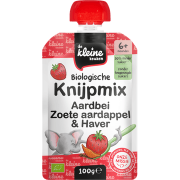 De Kleine Keuken Biologische Knijpmix Aardbei Zoete Aardappel & Haver 6+ Maanden 100 g