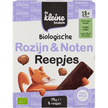 De Kleine Keuken Biologische Rozijn & Noten Reepjes 18+ Maanden 5 Stuks 75 g