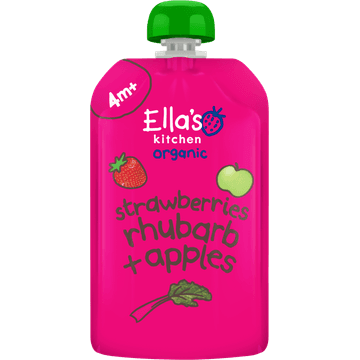Ella's Kitchen Aardbeien, rabarber + appels 4+ biologisch 120 g