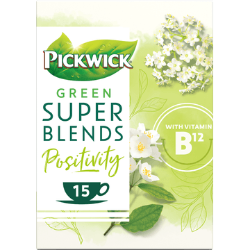 Pickwick Green Super Blends Positivity Green Tea, Elderflower, Jasmine 15 x 1,5 g