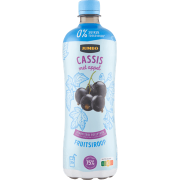 Jumbo Fruitsiroop Cassis met Appel 0% Suiker Toegevoegd 750ML